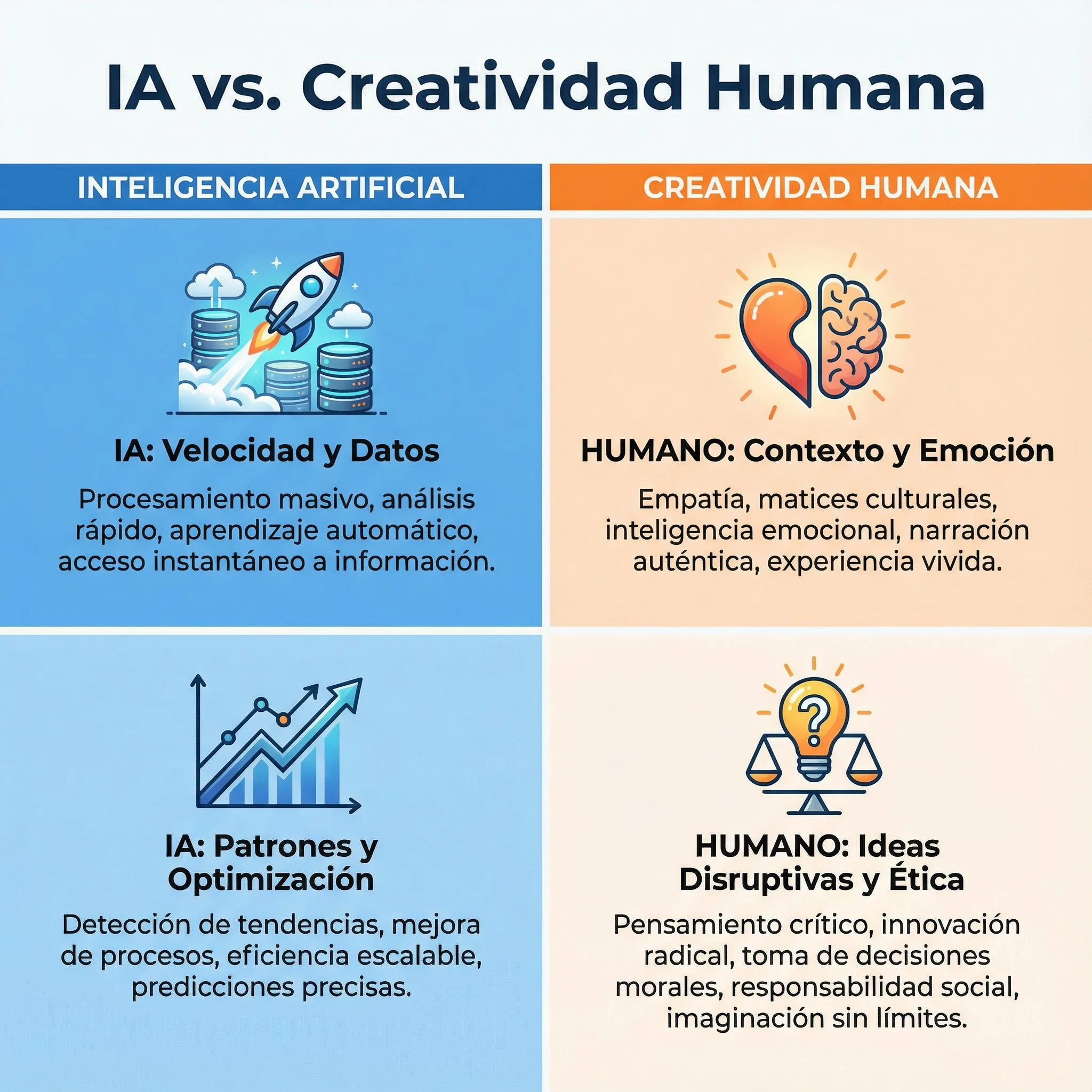 Infografía: IA vs. Creatividad Humana