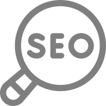 Diseño minimalista en tonos grises que representa servicios digitales en una interfaz de escritorio.
