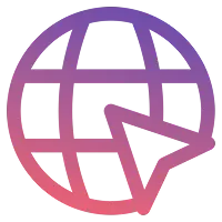 Icono de un globo terráqueo con un cursor, representando servicios digitales y conectividad en línea.