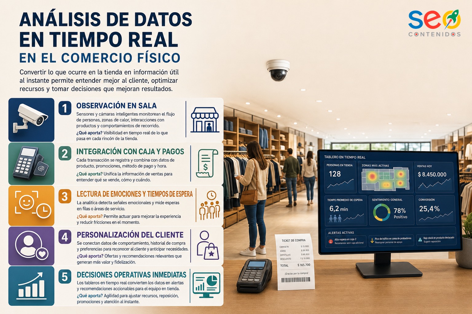 Infografia sobre analisis de datos en tiempo real aplicado al comercio fisico